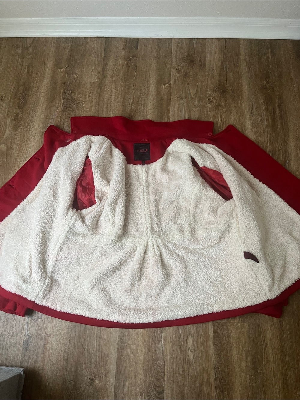 Yoki Red Jacket with Cream Sherpa Lining